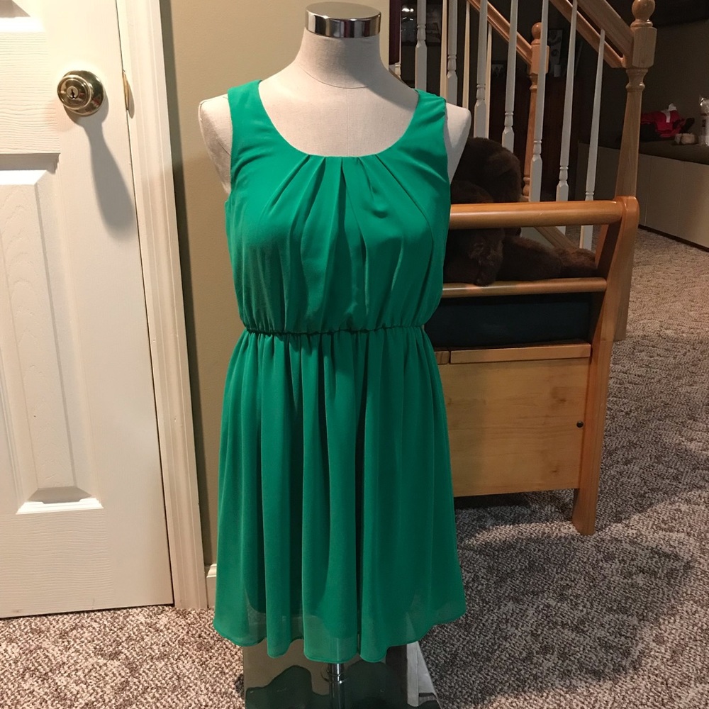 Green dress with chiffon overlay